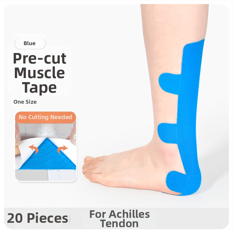 Achilo sausgyslės raumenų lopas, iš anksto supjaustytas, vientisas sportinis raumenų lopas, sportininkams skirtas dinaminis pleistras, apsauginė įranga.