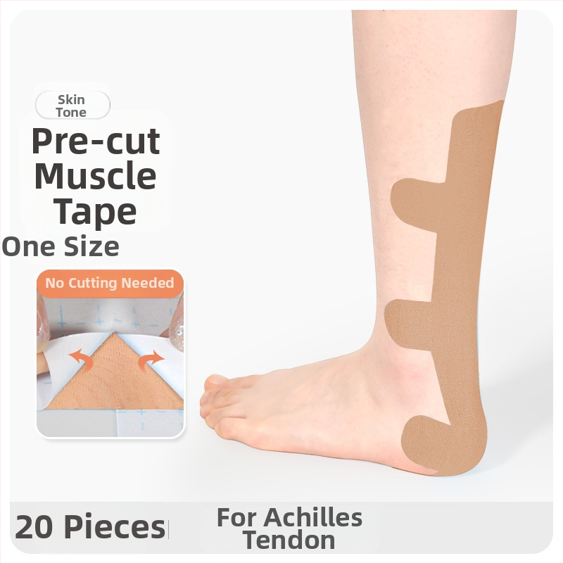 Achilo sausgyslės raumenų lopas, iš anksto supjaustytas, vientisas sportinis raumenų lopas, sportininkams skirtas dinaminis pleistras, apsauginė įranga.