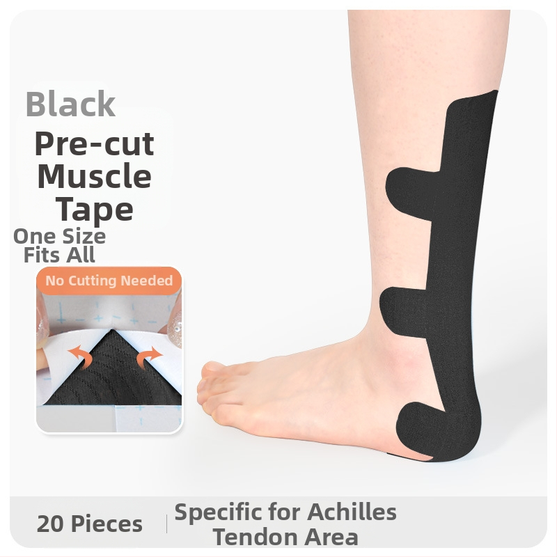 Achilo sausgyslės raumenų lopas, iš anksto supjaustytas, vientisas sportinis raumenų lopas, sportininkams skirtas dinaminis pleistras, apsauginė įranga.