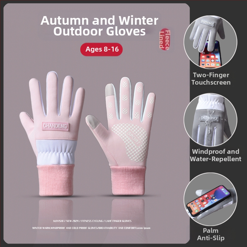 Vaikiškos, šiltos, vandeniui atsparios, lietimui jautrios, vėjui atsparios, šalčiui atsparios, rudens ir žiemos, berniukų, lauko sporto, moteriškos jojimo pirštinės su vilnos pamušalu.