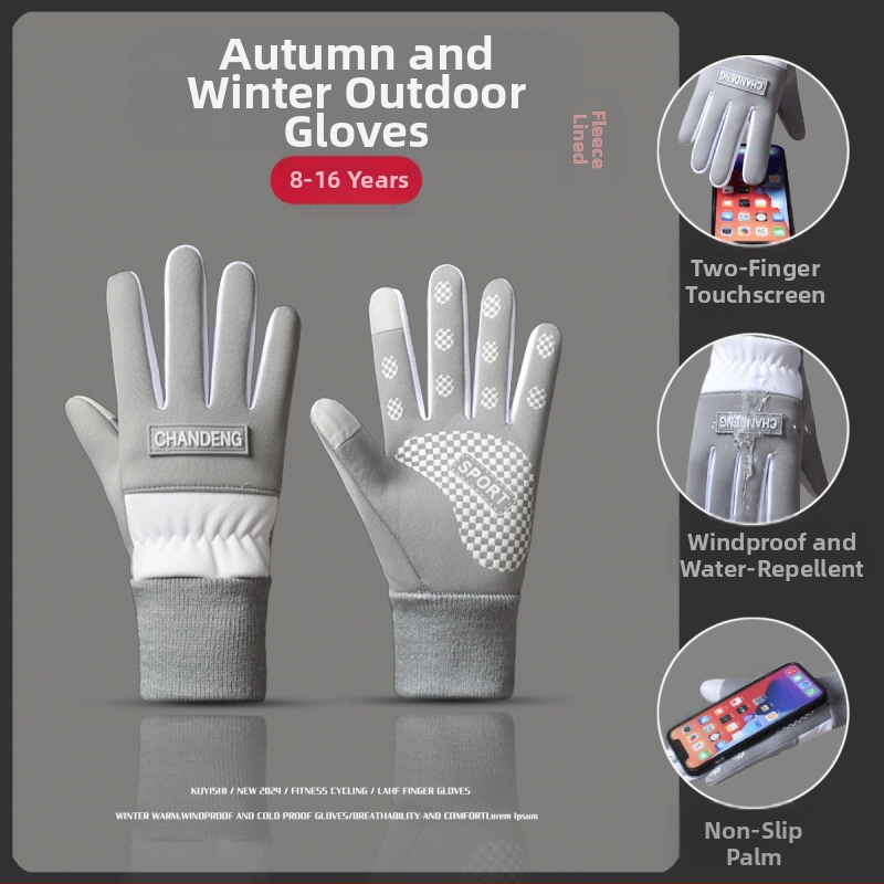 Vaikiškos, šiltos, vandeniui atsparios, lietimui jautrios, vėjui atsparios, šalčiui atsparios, rudens ir žiemos, berniukų, lauko sporto, moteriškos jojimo pirštinės su vilnos pamušalu.