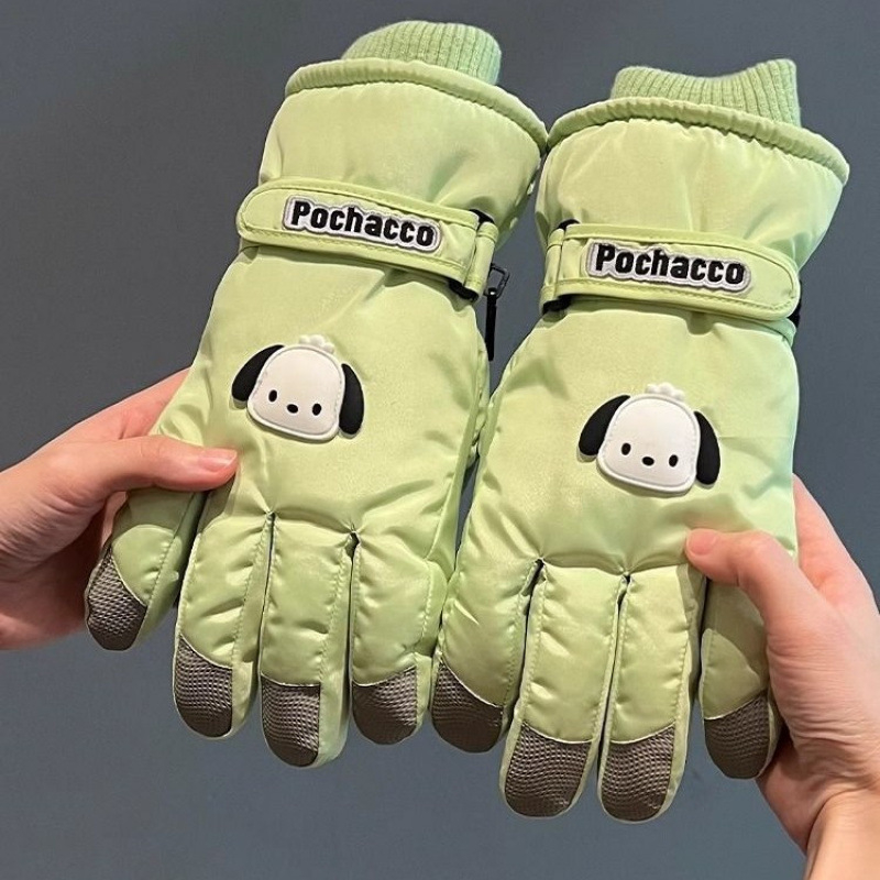 Suusakindad Naiste talvised armsad koomiksiga soojad puutetundliku ekraaniga jalgrattasõidukindad fliisvoodriga paksendatud tuule- ja külmakindlad sõrmekindad