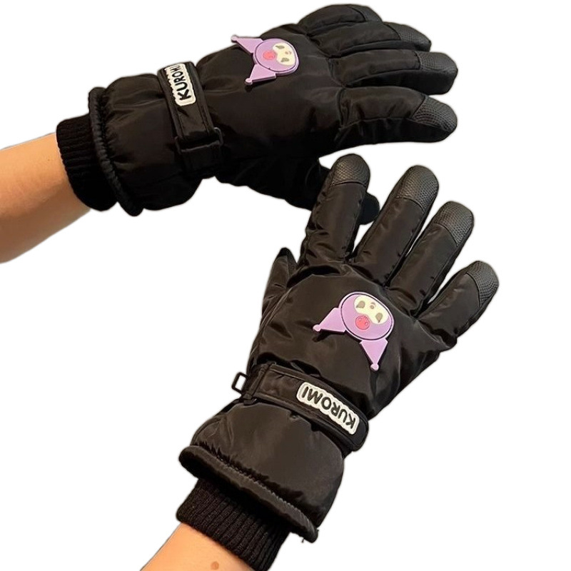 Suusakindad Naiste talvised armsad koomiksiga soojad puutetundliku ekraaniga jalgrattasõidukindad fliisvoodriga paksendatud tuule- ja külmakindlad sõrmekindad