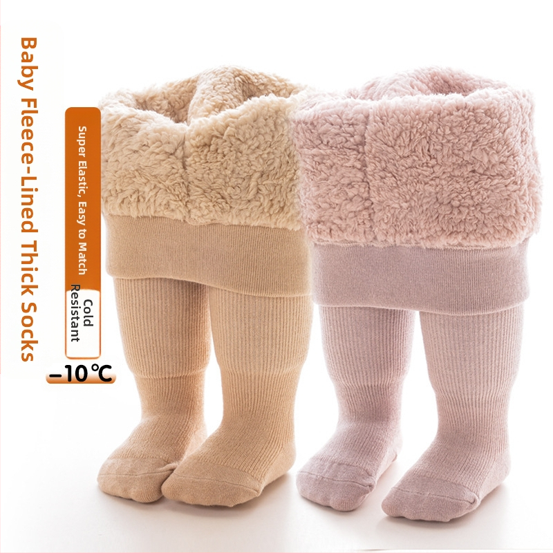 Beebiretuusid Talvised paksendatud fliisvoodriga pilvekašmiirist beebisukkpüksid vertikaalsete ribadega lasteretuusid Soojad ühevärvilised