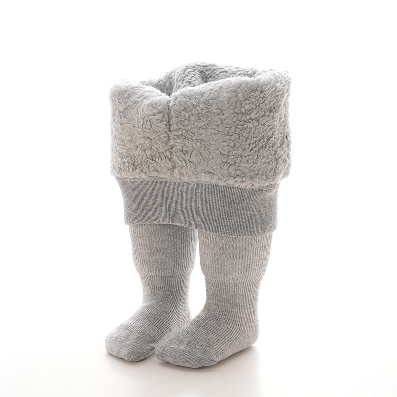 Beebiretuusid Talvised paksendatud fliisvoodriga pilvekašmiirist beebisukkpüksid vertikaalsete ribadega lasteretuusid Soojad ühevärvilised