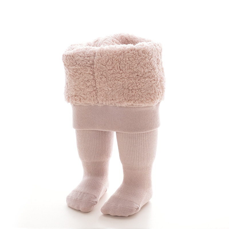 Beebiretuusid Talvised paksendatud fliisvoodriga pilvekašmiirist beebisukkpüksid vertikaalsete ribadega lasteretuusid Soojad ühevärvilised