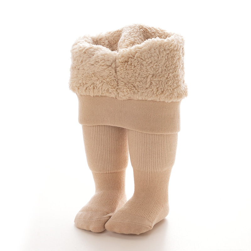 Beebiretuusid Talvised paksendatud fliisvoodriga pilvekašmiirist beebisukkpüksid vertikaalsete ribadega lasteretuusid Soojad ühevärvilised