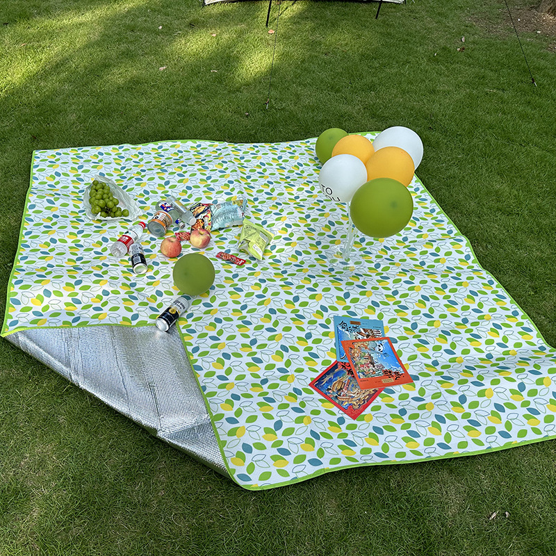 Paksendatud piknikumati välistingimustes kaasaskantav värviline kile piknikumati Internetist kuulus alumiiniumkile niiskuskindel matt ühekordselt kasutatav telkmatt tarvikud