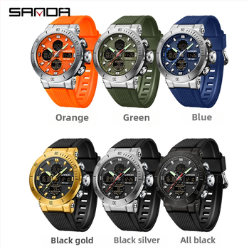 Sanda piiriülene populaarne kell Euroopa ja Ameerika trendikas mood vabaaja elektrooniline meeste käekell üliõpilaste spordi veekindel ujumiskell