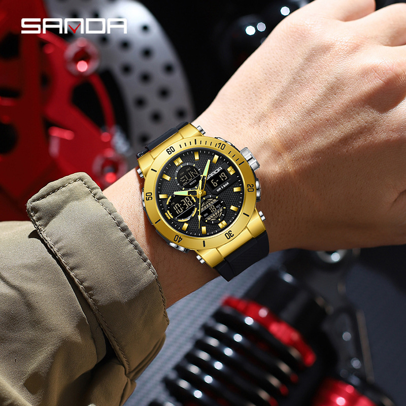 Sanda piiriülene populaarne kell Euroopa ja Ameerika trendikas mood vabaaja elektrooniline meeste käekell üliõpilaste spordi veekindel ujumiskell