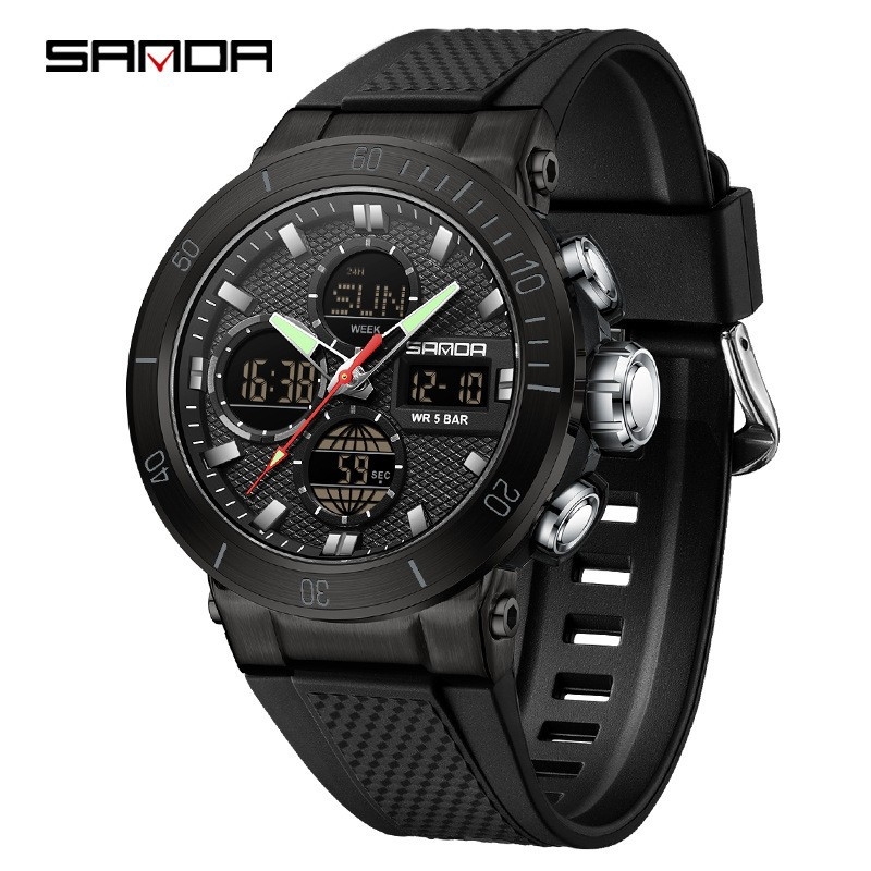 Sanda piiriülene populaarne kell Euroopa ja Ameerika trendikas mood vabaaja elektrooniline meeste käekell üliõpilaste spordi veekindel ujumiskell