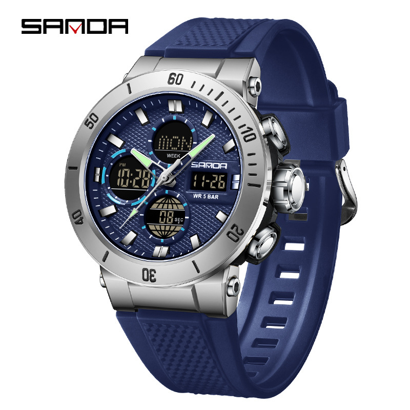 Sanda piiriülene populaarne kell Euroopa ja Ameerika trendikas mood vabaaja elektrooniline meeste käekell üliõpilaste spordi veekindel ujumiskell