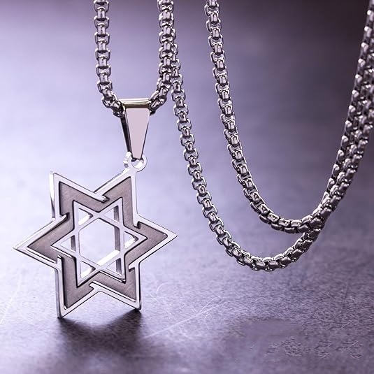 Amazoni kuumim meeste roostevabast terasest Davidi tähega kaelakee Iisraeli kuueharulise tähe ja juudi tähega mitmevärviline ripats