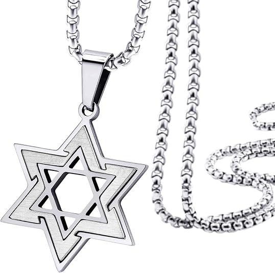 Amazoni kuumim meeste roostevabast terasest Davidi tähega kaelakee Iisraeli kuueharulise tähe ja juudi tähega mitmevärviline ripats