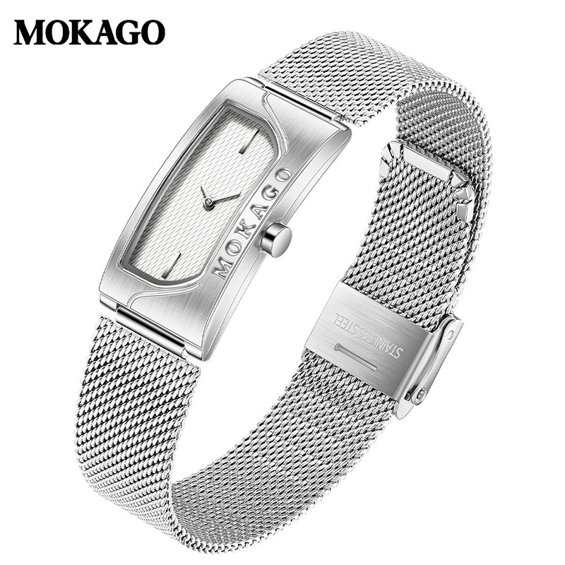 Mokago Ceas cu cuarț Impermeabil Pătrat Simplu Cu Două Litere Ceas de damă Stil Mid-Century Ceas de damă Transfrontalier Vânzare fierbinte