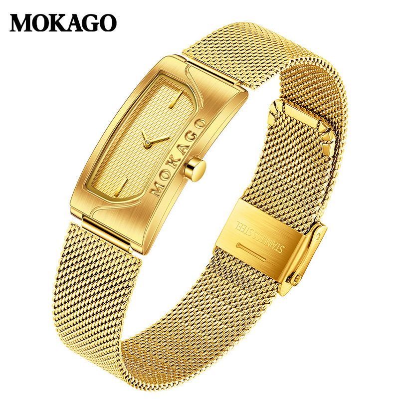 Mokago Ceas cu cuarț Impermeabil Pătrat Simplu Cu Două Litere Ceas de damă Stil Mid-Century Ceas de damă Transfrontalier Vânzare fierbinte