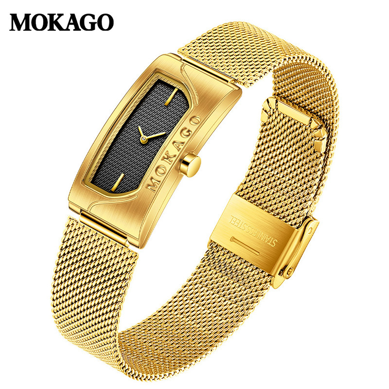 Mokago Ceas cu cuarț Impermeabil Pătrat Simplu Cu Două Litere Ceas de damă Stil Mid-Century Ceas de damă Transfrontalier Vânzare fierbinte