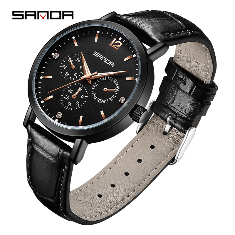 Sanda Source Factory Quartz Watch Adolescent Coreeană La Modă Quartz Watch Retro Casual La Modă Men's Watch