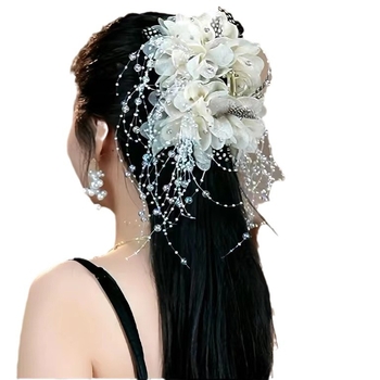 (Καρδεράκι) Κορεάτικου στιλ, διάσημο στο Διαδίκτυο, με κλιπ λαβής για λουλούδι με φτερό και πεταλούδα, φουρκέτα μεγάλου όγκου για το κεφάλι με κλιπ καρχαρία