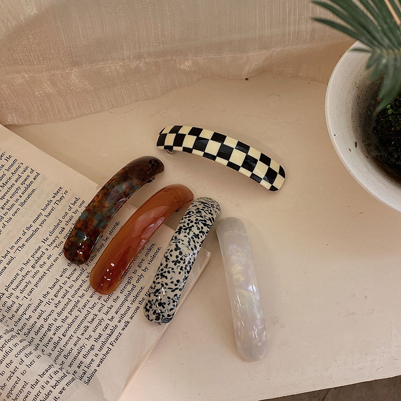 Japanska i korejska jesensko-zimska francuska elegantna ovalna zakrivljena retro acetatna proljetna kopča visokokvalitetna ukosnica za kosu s repom, nova