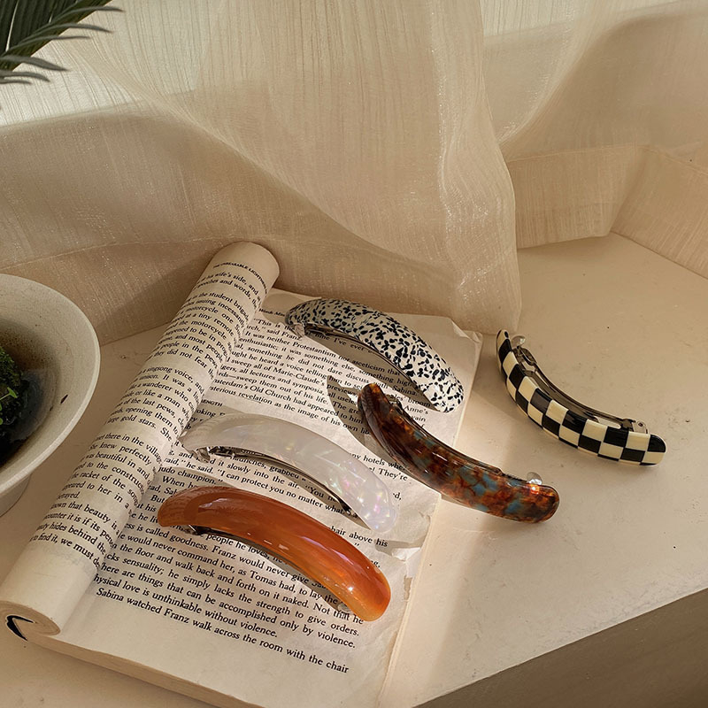 Japanska i korejska jesensko-zimska francuska elegantna ovalna zakrivljena retro acetatna proljetna kopča visokokvalitetna ukosnica za kosu s repom, nova