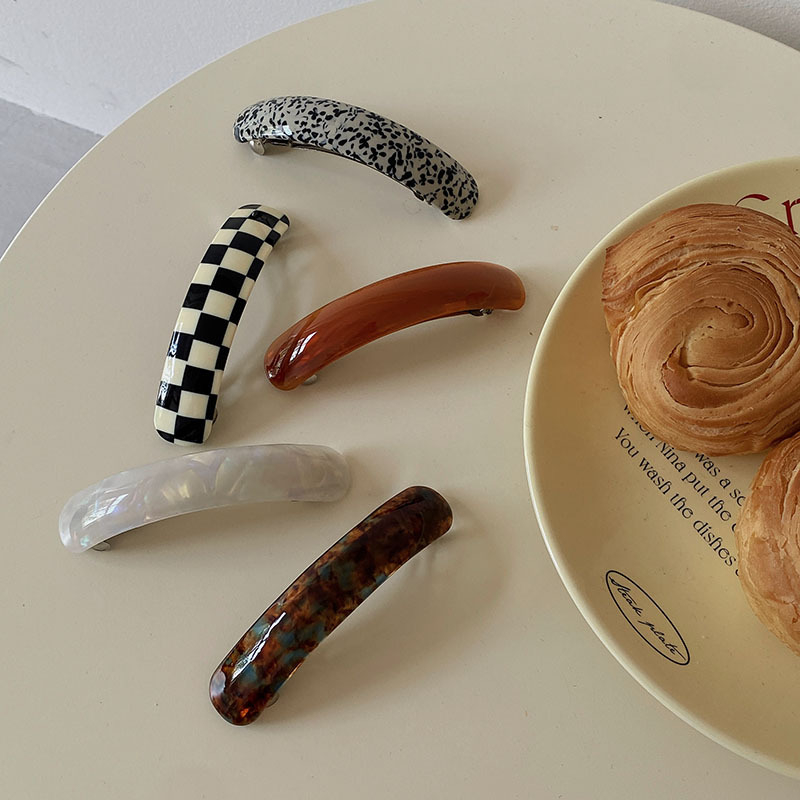 Japanska i korejska jesensko-zimska francuska elegantna ovalna zakrivljena retro acetatna proljetna kopča visokokvalitetna ukosnica za kosu s repom, nova