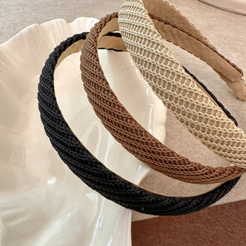 Φθινόπωρο και χειμώνας Νέα πλεκτή κορδέλα μαλλιών με φαρδύ γείσο σε χρώμα γαλακτώδους καφέ, Νότιας Κορέας, κομψή, απαλή κορδέλα μαλλιών με αντιγηραντική δράση, αξεσουάρ μαλλιών για φουρκέτες