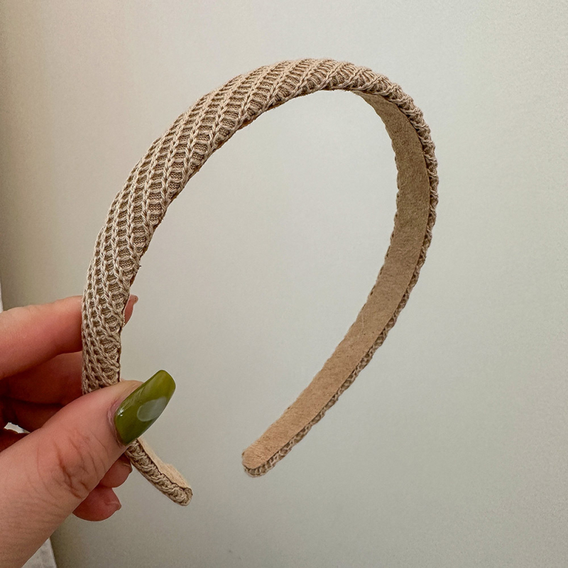 Sügis- ja talvekollektsiooni uus piimapruun kootud laia äärega peapael Lõuna-Koreast, elegantne ja kõigile sobiv õrn vananemisvastane peapael-juuksenõeladega juukseaksessuaarid.