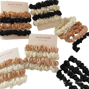 Spalva: Elegantiškas, spalvų derinys, plonosios žarnos plaukų raištelis, atlasinis, keturių dalių rinkinys, plaukų raištelis, guminė virvė, plaukų aksesuarai