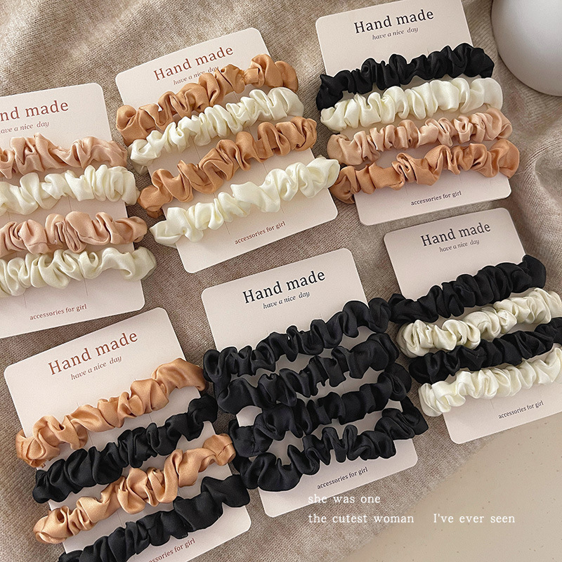 Spalva: Elegantiškas, spalvų derinys, plonosios žarnos plaukų raištelis, atlasinis, keturių dalių rinkinys, plaukų raištelis, guminė virvė, plaukų aksesuarai