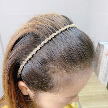 Κορεάτικη κορδέλα μαλλιών με κρυστάλλινο στρας, φουρκέτα Cyber Celebrity Sweet All-match Outgoing Αντιολισθητική κορδέλα μαλλιών με πίεση για πλύσιμο προσώπου, κλιπ μαλλιών