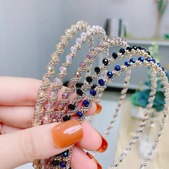 Κορεάτικη κορδέλα μαλλιών με κρυστάλλινο στρας, φουρκέτα Cyber Celebrity Sweet All-match Outgoing Αντιολισθητική κορδέλα μαλλιών με πίεση για πλύσιμο προσώπου, κλιπ μαλλιών