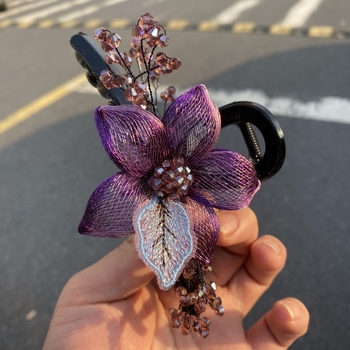 Χειροποίητο κλιπ μαλλιών λουλουδιών από πλεγμένο σύρμα χαλκού σε κορεατικό στιλ υψηλής ποιότητας, μεγάλο κλιπ καρχαρία από πλαστική ρητίνη για χτένισμα στο πίσω μέρος του κεφαλιού
