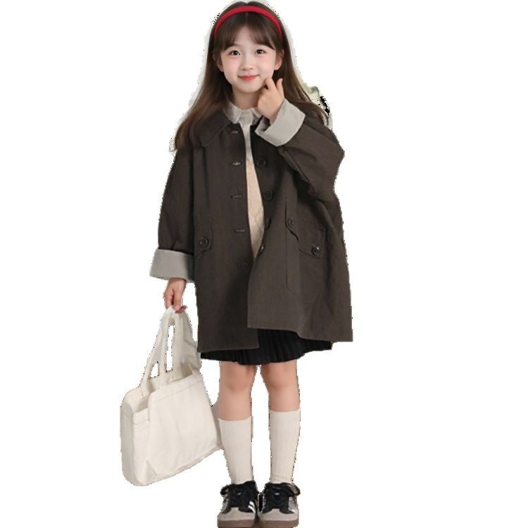 Bērnu krekla apkakle 2025. gada pavasarī Jauns zēnu krekls ar kardiganu, pārrobežu, liels bērnu mētelis ar atloku