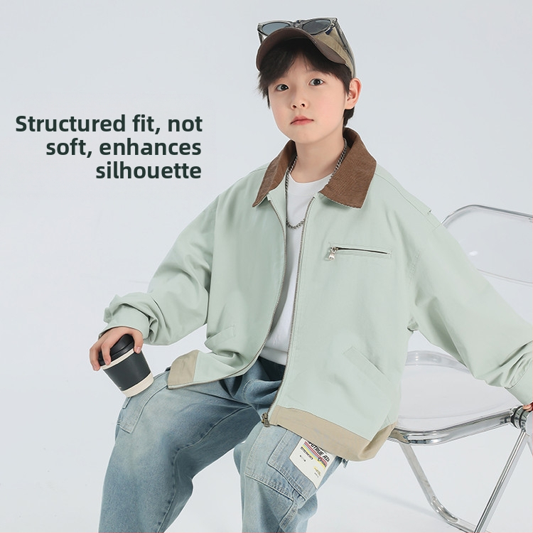 Bērnu krekla apkakle 2025. gada pavasarī Jauns zēnu krekls ar kardiganu, pārrobežu, liels bērnu mētelis ar atloku