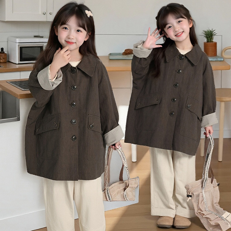 Bērnu krekla apkakle 2025. gada pavasarī Jauns zēnu krekls ar kardiganu, pārrobežu, liels bērnu mētelis ar atloku