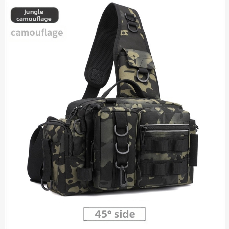 Чанта Luya, чанта за кръста, чанта за през рамо, чанта през рамо, чанта за въдица, кутия за стръв, чанта за риболовни принадлежности, камуфлажна риболовна чанта с голям капацитет