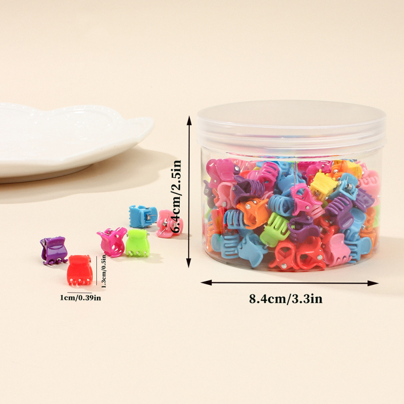 100 väikest juukseklambrit, naiste juukseklamber, lihtne, armas ja plastmassist juukseklamber, laste juukseaksessuaarid