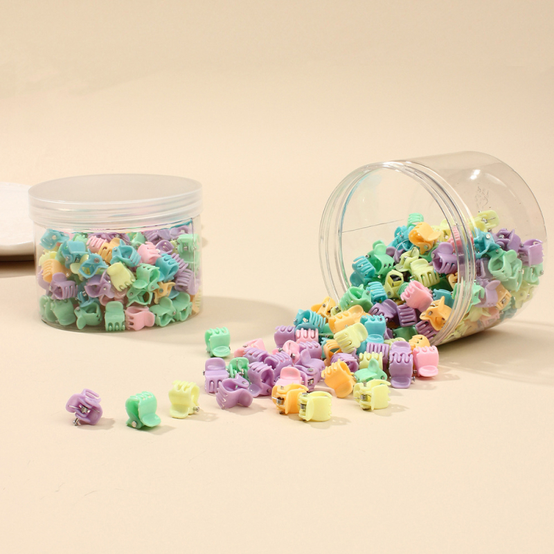 100 väikest juukseklambrit, naiste juukseklamber, lihtne, armas ja plastmassist juukseklamber, laste juukseaksessuaarid