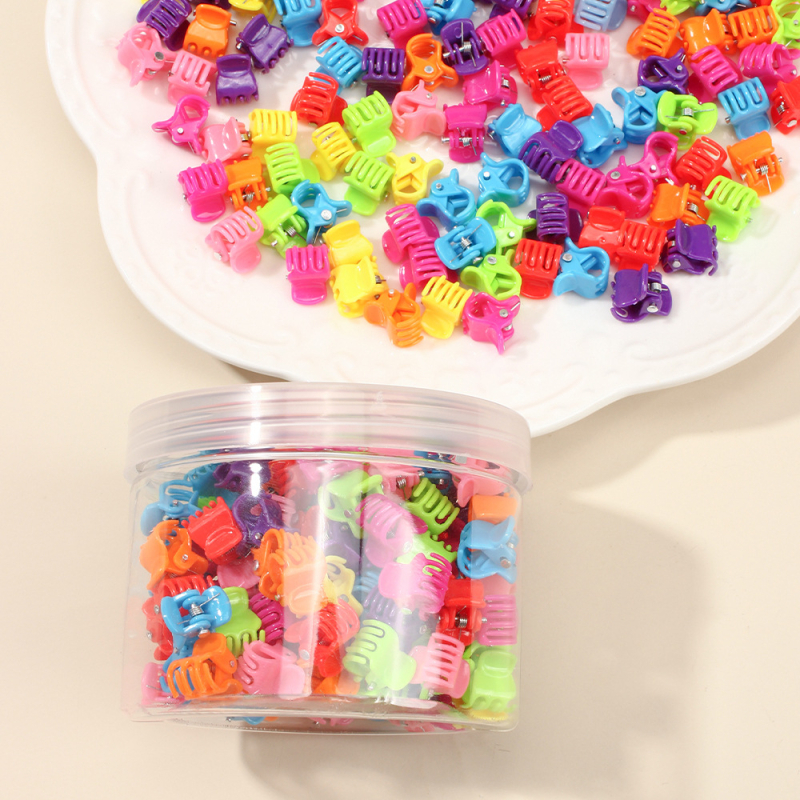 100 väikest juukseklambrit, naiste juukseklamber, lihtne, armas ja plastmassist juukseklamber, laste juukseaksessuaarid