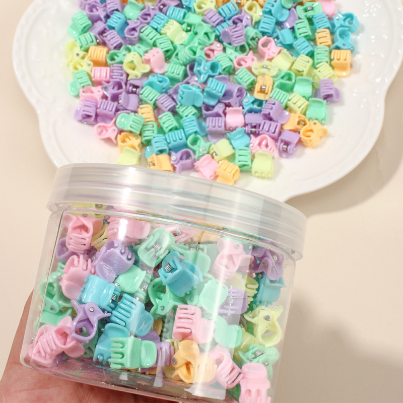 100 väikest juukseklambrit, naiste juukseklamber, lihtne, armas ja plastmassist juukseklamber, laste juukseaksessuaarid