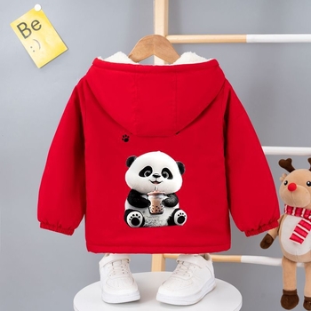 Jachetă groasă cu căptușeală din fleece pentru băieți și fete, toamnă și iarnă, 2024, stil occidental nou, haină căptușită cu bumbac pentru copii, jachetă căptușită cu desene animate