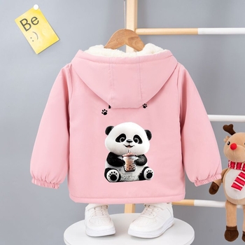 Αγόρια και κορίτσια φθινόπωρο και χειμώνα χοντρό παλτό με επένδυση από φλις 2024 νέο δυτικό στυλ μωρού χειμώνα παιδικό παλτό με επένδυση από βαμβάκι, γελοιογραφικό μπουφάν με επένδυση από βαμβάκι