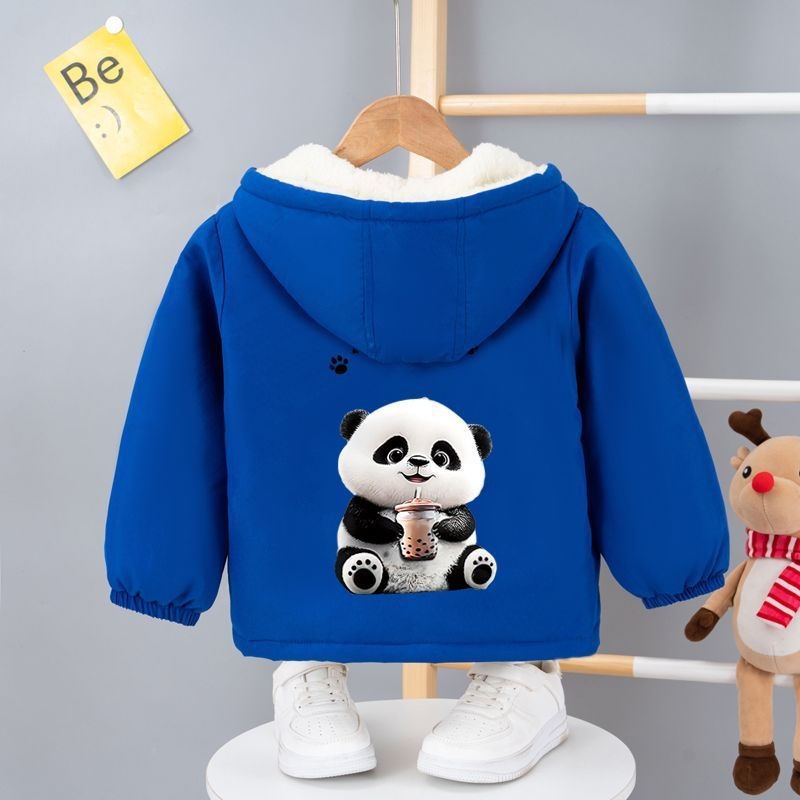 Jachetă groasă cu căptușeală din fleece pentru băieți și fete, toamnă și iarnă, 2024, stil occidental nou, haină căptușită cu bumbac pentru copii, jachetă căptușită cu desene animate