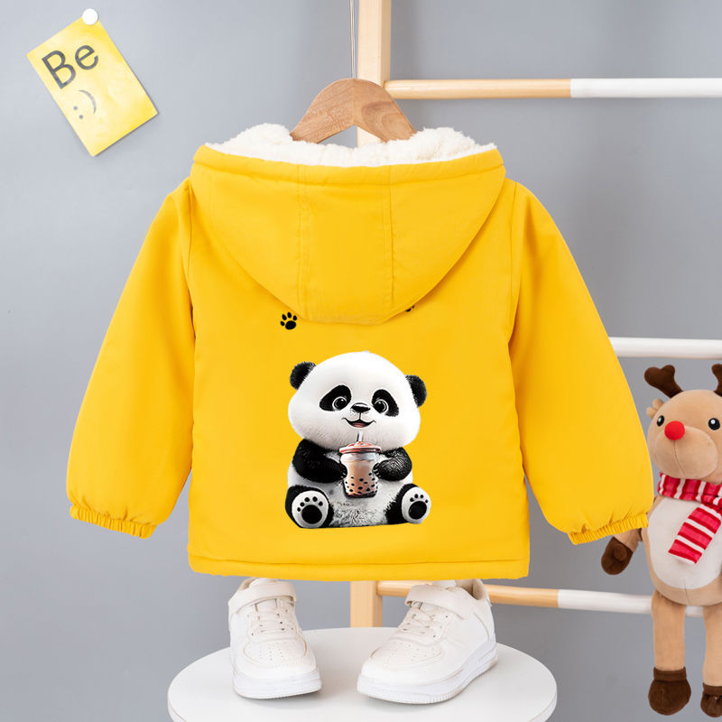 Jachetă groasă cu căptușeală din fleece pentru băieți și fete, toamnă și iarnă, 2024, stil occidental nou, haină căptușită cu bumbac pentru copii, jachetă căptușită cu desene animate
