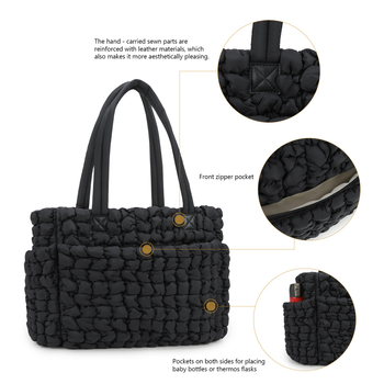 Πλισέ τσάντα σύννεφων από αδιάβροχο ύφασμα, τσάντα ώμου με φυσαλίδες, μεγάλης χωρητικότητας, τσάντα για μαμάδες, τσάντα tote από νάιλον για μητέρα και μωρό