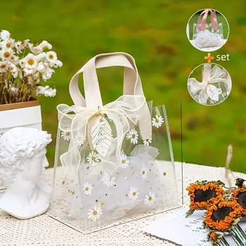 Tarpvalstybinis ramunėlių permatomas PVC krepšys dovanų maišelis plastikinis saldainių dovanų maišelis pamergių atidarymo dovanų maišelis