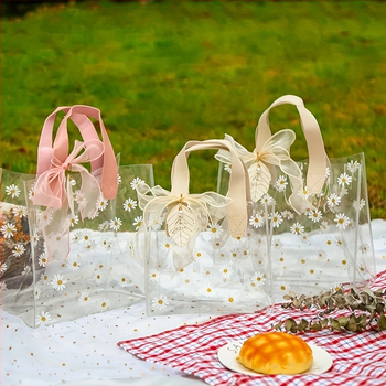 Tarpvalstybinis ramunėlių permatomas PVC krepšys dovanų maišelis plastikinis saldainių dovanų maišelis pamergių atidarymo dovanų maišelis