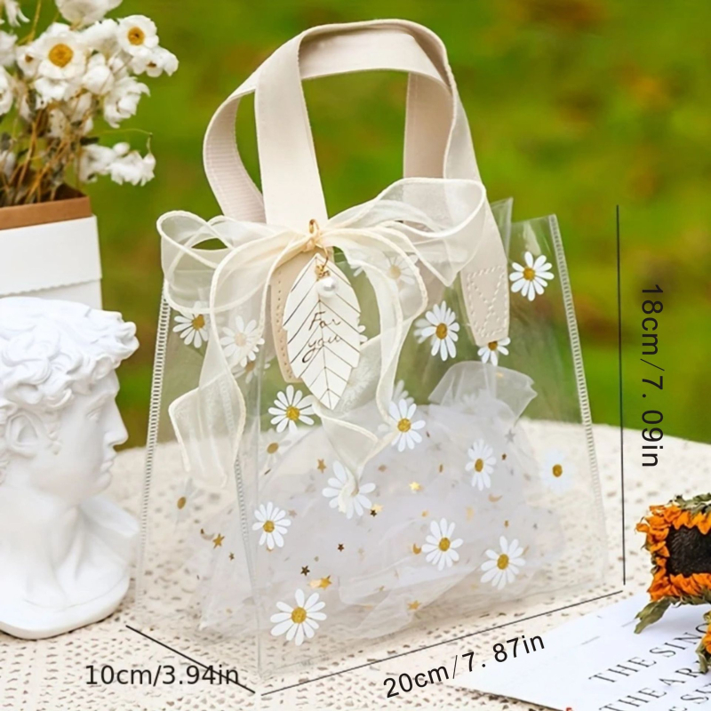 Tarpvalstybinis ramunėlių permatomas PVC krepšys dovanų maišelis plastikinis saldainių dovanų maišelis pamergių atidarymo dovanų maišelis