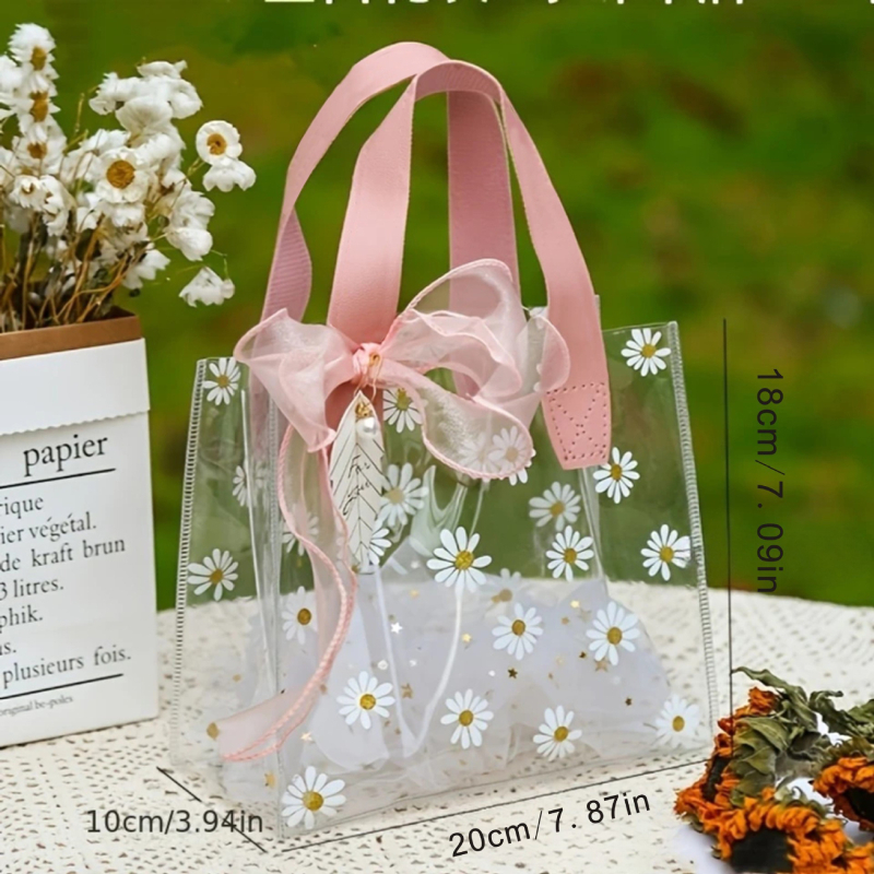 Tarpvalstybinis ramunėlių permatomas PVC krepšys dovanų maišelis plastikinis saldainių dovanų maišelis pamergių atidarymo dovanų maišelis